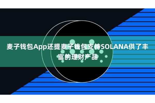 麦子钱包App还提麦子钱包支持SOLANA供了丰富的理财产品
