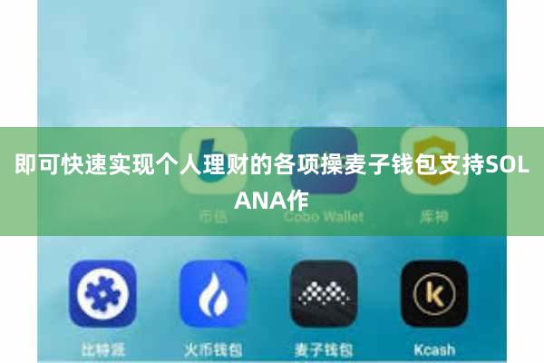 即可快速实现个人理财的各项操麦子钱包支持SOLANA作